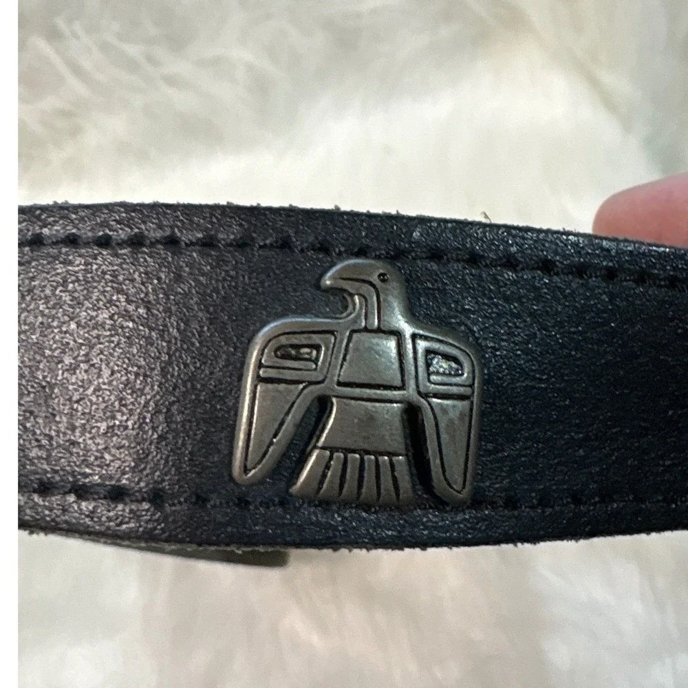 Leather  Vintage Belt Southwestern Style Conchos Bison Bear‎ Thunderbird